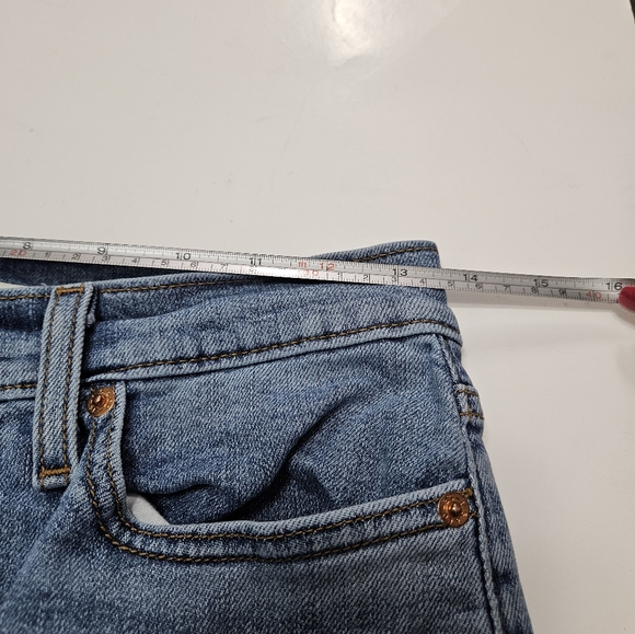 Levi's 27 wedgie straight leg high waist button fly raw hem distressed jeans - Picture 12 of 14